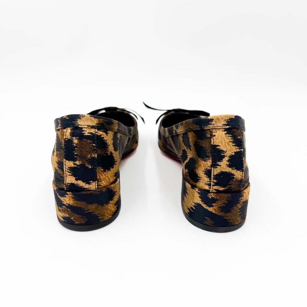 Christian Louboutin Mamaflirt 30 Satin Leopard Bow Ballet Flats EU 37.5 US 7.5 - Picture 8 of 12